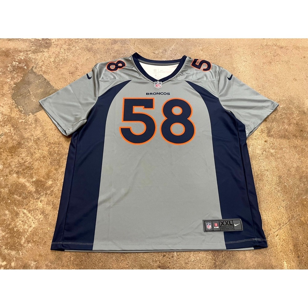 Denver Broncos Jersey Mens 2XL Gray Von Miller Nike Football NFL On Field Gear